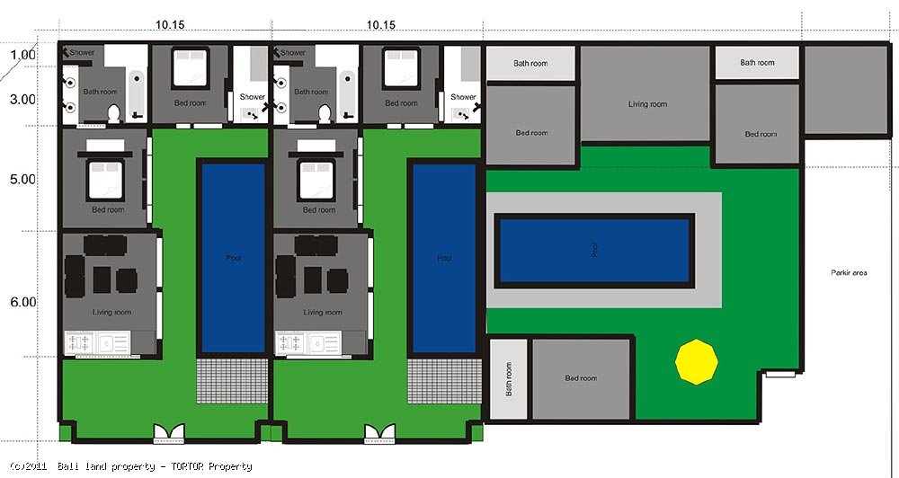 Three villa resort for sale Bali Seminyak 900m2 total 7 bedrooms